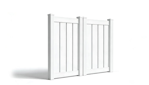 5' Tall x 6' Wide Double Drive Swing Vinyl Gate For Vinyl Semi-Privacy Fences (AFC-006) - White