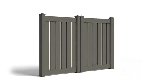 5' Tall x 8' Wide Double Drive Swing Vinyl Gate For Vinyl Fences (AFC-006) - Dark Gray