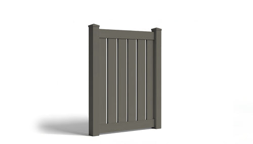 5' Tall x 4' Wide Single Swing Vinyl Gate For Vinyl Fences (AFC-006) - Dark Gray