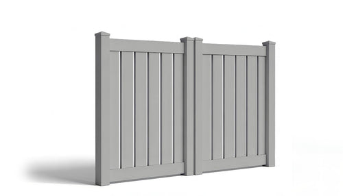 5' Tall x 8' Wide Double Drive Swing Vinyl Gate For Vinyl Fences (AFC-006) - Light Gray