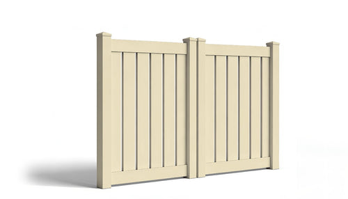 5' Tall x 8' Wide Double Drive Swing Vinyl Gate For Vinyl Fences (AFC-006) - Tan