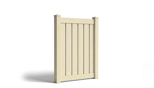 5' Tall x 4' Wide Single Swing Vinyl Gate For Vinyl Fences (AFC-006) - Tan