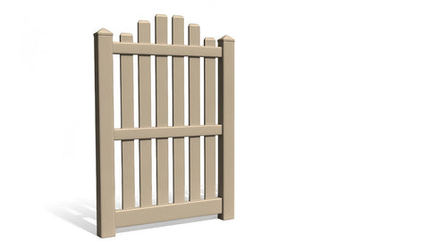 6' Tall x 3' Wide Single Swing Vinyl Gate For Vinyl Fences (AFC-012) - Adobe