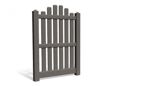 6' Tall x 3' Wide Single Swing Vinyl Gate For Vinyl Fences (AFC-012) - Dark Gray