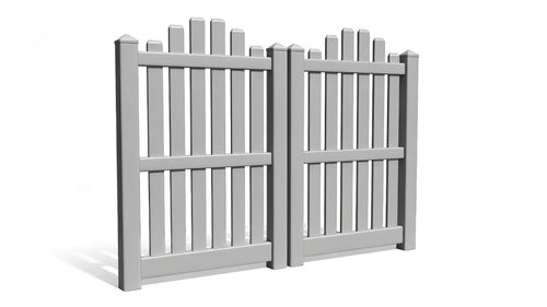 6' Tall x 6' Wide Double Drive Swing Vinyl Gate For Vinyl Fences (AFC-012) - Light Gray