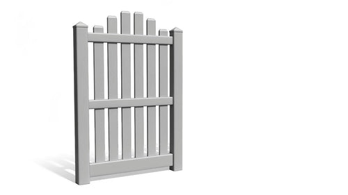 6' Tall x 3' Wide Single Swing Vinyl Gate For Vinyl Fences (AFC-012) - Light Gray