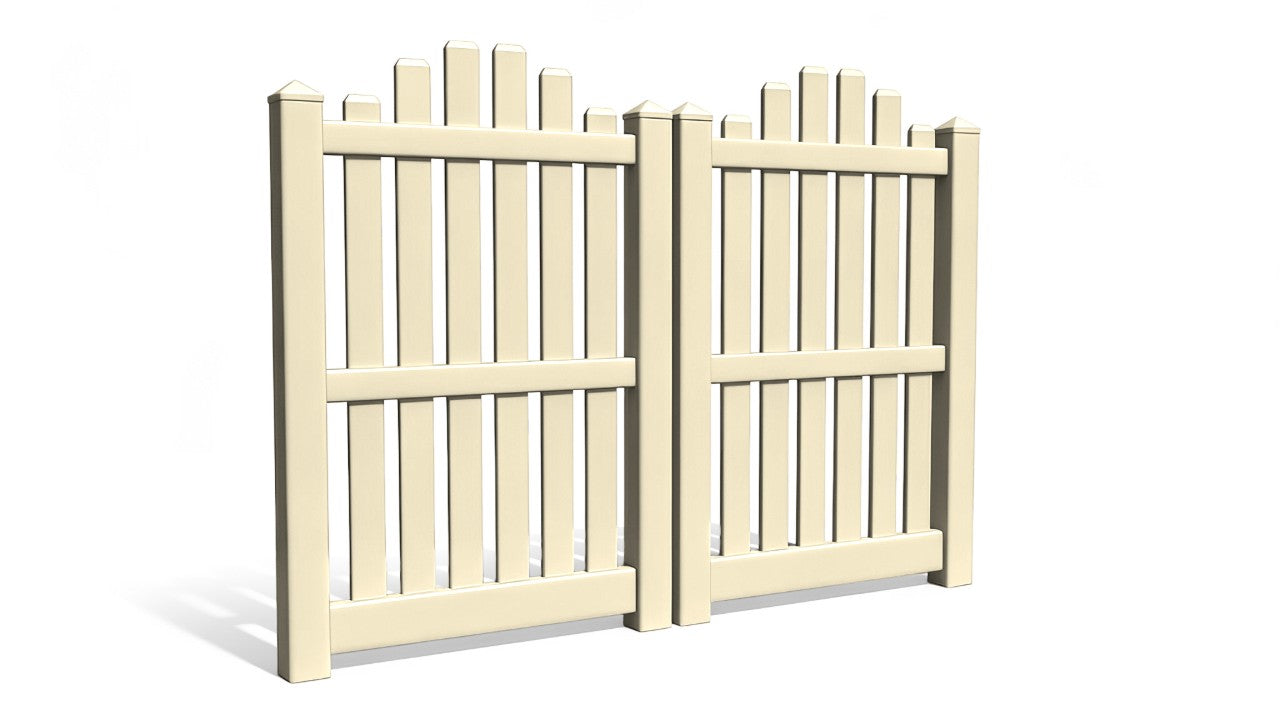 6' Tall x 6' Wide Double Drive Swing Vinyl Gate For Vinyl Fences (AFC-012)