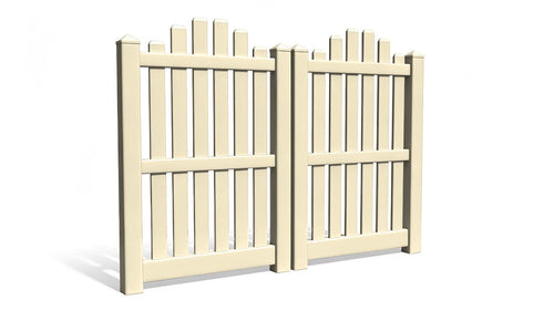 6' Tall x 6' Wide Double Drive Swing Vinyl Gate For Vinyl Fences (AFC-012) - Tan