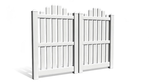 6' Tall x 6' Wide Double Drive Swing Vinyl Gate For Vinyl Fences (AFC-012) - White