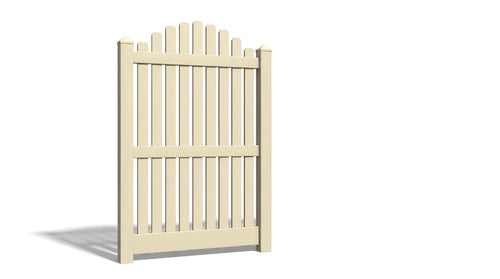 6' Tall x 4' Wide Single Swing Vinyl Gate For Vinyl Fences (AFC-012) - Tan