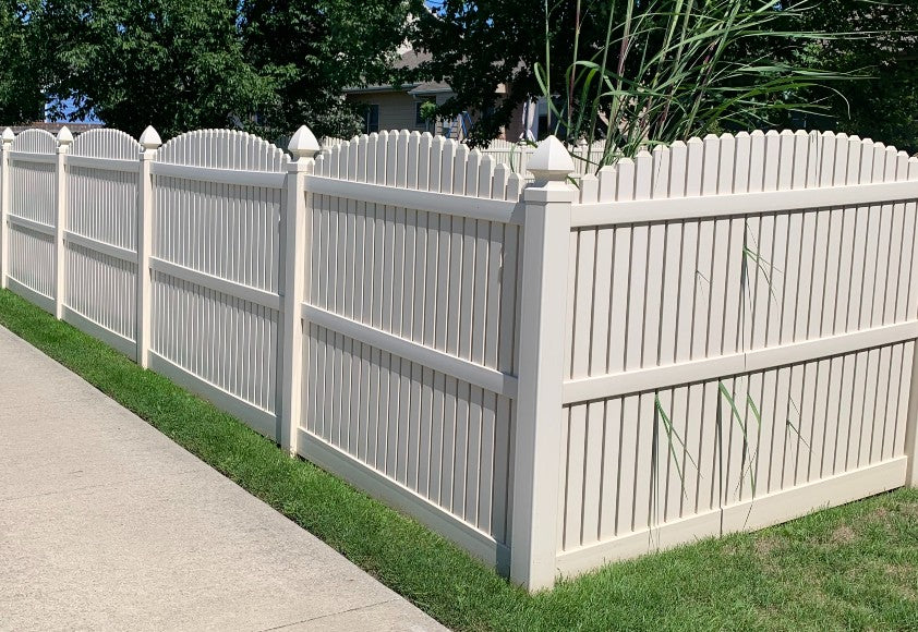 6' Tall x 8' Wide Overscallop Vinyl Fence Panel with 1" Air Space