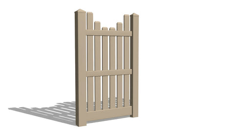 6' Tall x 3' Wide Single Swing Vinyl Gate For Vinyl Fences (AFC-013) - Adobe