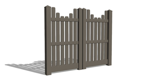 6' Tall x 6' Wide Double Drive Swing Vinyl Gate For Vinyl Fences (AFC-013) - Dark Gray