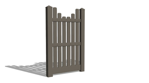 6' Tall x 3' Wide Single Swing Vinyl Gate For Vinyl Fences (AFC-013) - Dark Gray
