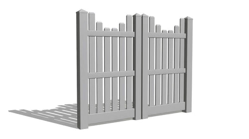 6' Tall x 6' Wide Double Drive Swing Vinyl Gate For Vinyl Fences (AFC-013) - Light Gray