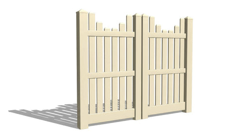 6' Tall x 6' Wide Double Drive Swing Vinyl Gate For Vinyl Fences (AFC-013) - Tan