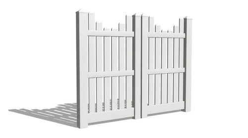 6' Tall x 6' Wide Double Drive Swing Vinyl Gate For Vinyl Fences (AFC-013) - White