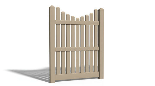 6' Tall x 4' Wide Single Swing Vinyl Gate For Vinyl Fences (AFC-013) - Adobe