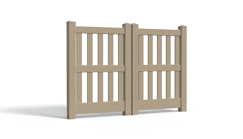 5' Tall x 6' Wide Double Drive Swing Vinyl Gate For Vinyl Fences (AFC-014) - Adobe
