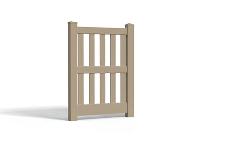 5' Tall x 3' Wide Single Swing Vinyl Gate For Vinyl Fences (AFC-014) - Adobe