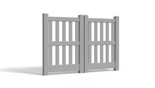 5' Tall x 6' Wide Double Drive Swing Vinyl Gate For Vinyl Fences (AFC-014) - Light Gray