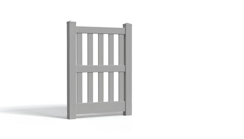 5' Tall x 3' Wide Single Swing Vinyl Gate For Vinyl Fences (AFC-014) - Light Gray
