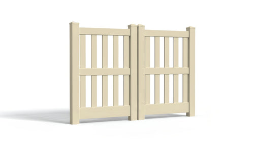 5' Tall x 6' Wide Double Drive Swing Vinyl Gate For Vinyl Fences (AFC-014) - Tan