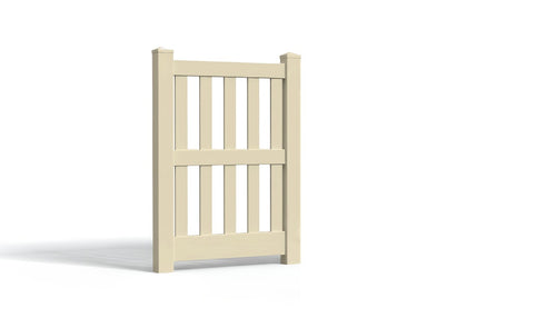 5' Tall x 3' Wide Single Swing Vinyl Gate For Vinyl Fences (AFC-014) - Tan