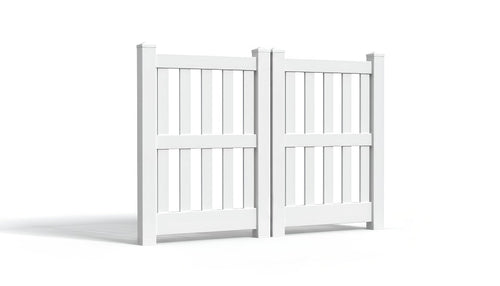 5' Tall x 6' Wide Double Drive Swing Vinyl Gate For Vinyl Fences (AFC-014) - White