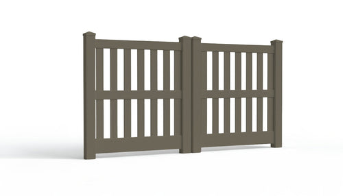 5' Tall x 8' Wide Double Drive Swing Vinyl Gate For Closed Picket Vinyl Fences (AFC-014) - Dark Gray