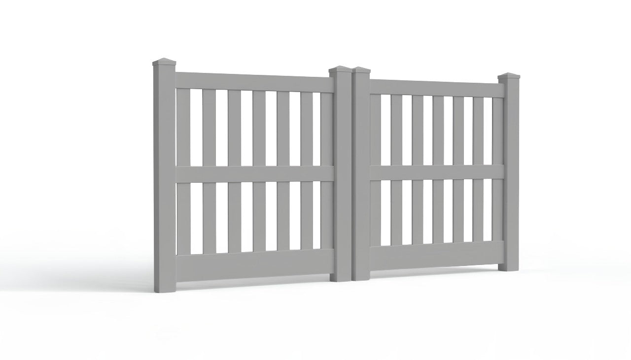 5' Tall x 8' Wide Double Drive Swing Vinyl Gate For Closed Picket Vinyl Fences (AFC-014)