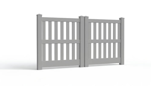 5' Tall x 8' Wide Double Drive Swing Vinyl Gate For Closed Picket Vinyl Fences (AFC-014) - Light Gray