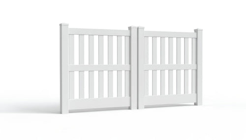 5' Tall x 8' Wide Double Drive Swing Vinyl Gate For Closed Picket Vinyl Fences (AFC-014) - White