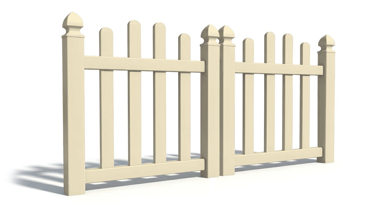 4' Tall x 6' Wide Double Drive Swing Vinyl Gate For Overscallop Vinyl Fences (AFC-016)