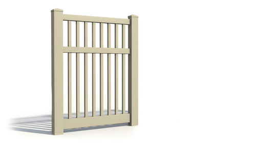 6' Tall x 3' Wide Single Swing Vinyl Gate For Vinyl Fences (AFC-017) - Tan