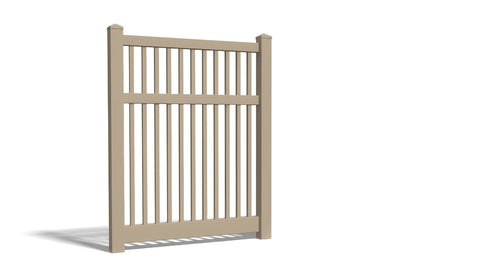 6' Tall x 4' Wide Single Swing Vinyl Gate For Vinyl Fences (AFC-017) - Adobe