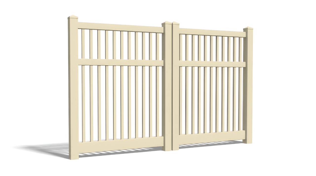 6' Tall x 8' Wide Double Drive Swing Vinyl Gate For Closed Picket Vinyl Fences (AFC-017)