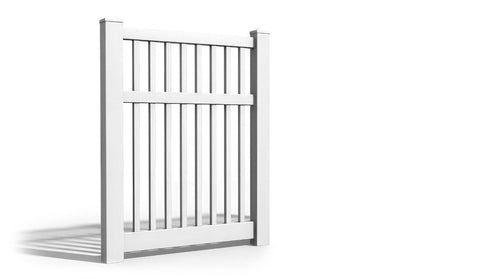 6' Tall x 3' Wide Single Swing Vinyl Gate For Vinyl Fences (AFC-017) - White