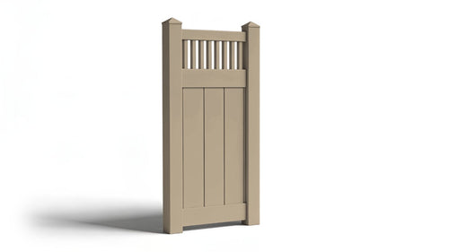 6' Tall x 3' Wide Single Swing Vinyl Gate For Vinyl Fences (AFC-018) - Adobe