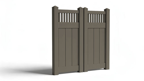 6' Tall x 6' Wide Double Drive Swing Vinyl Gate For Vinyl Fences (AFC-018) - Dark Gray