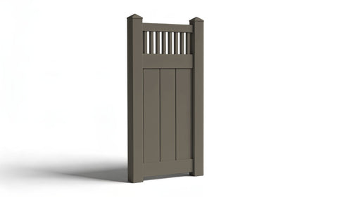 6' Tall x 3' Wide Single Swing Vinyl Gate For Vinyl Fences (AFC-018) - Dark Gray