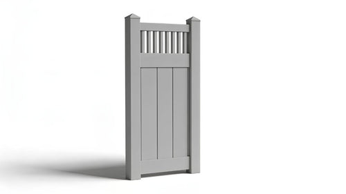 6' Tall x 3' Wide Single Swing Vinyl Gate For Vinyl Fences (AFC-018) - Light Gray
