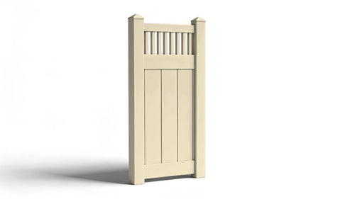 6' Tall x 3' Wide Single Swing Vinyl Gate For Vinyl Fences (AFC-018) - Tan