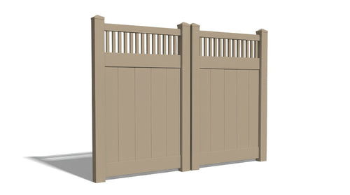 6' Tall x 8' Wide Double Drive Swing Vinyl Gate For Vinyl Fences (AFC-018) - Adobe