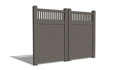6' Tall x 8' Wide Double Drive Swing Vinyl Gate For Vinyl Fences (AFC-018) - Dark Gray