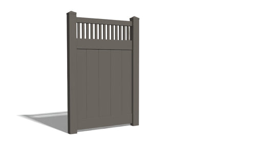 6' Tall x 4' Wide Single Swing Vinyl Gate For Vinyl Fences (AFC-018) - Dark Gray