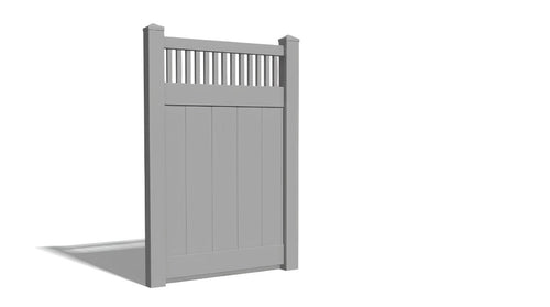 6' Tall x 4' Wide Single Swing Vinyl Gate For Vinyl Fences (AFC-018) - Light Gray