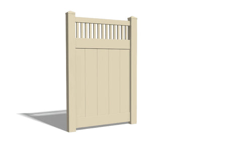 6' Tall x 4' Wide Single Swing Vinyl Gate For Vinyl Fences (AFC-018) - Tan