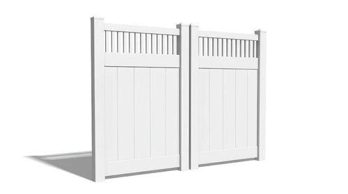 6' Tall x 8' Wide Double Drive Swing Vinyl Gate For Vinyl Fences (AFC-018) - White