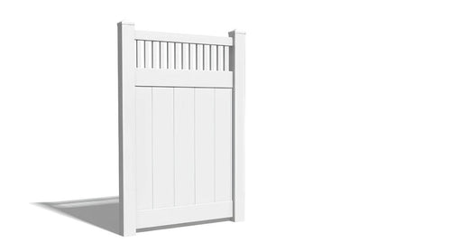 6' Tall x 4' Wide Single Swing Vinyl Gate For Vinyl Fences (AFC-018) - White
